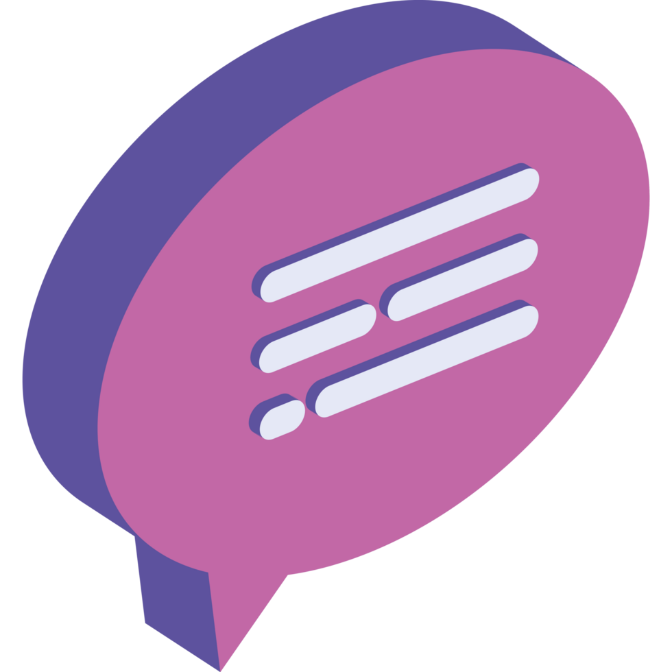 purple speech bubble isometric png