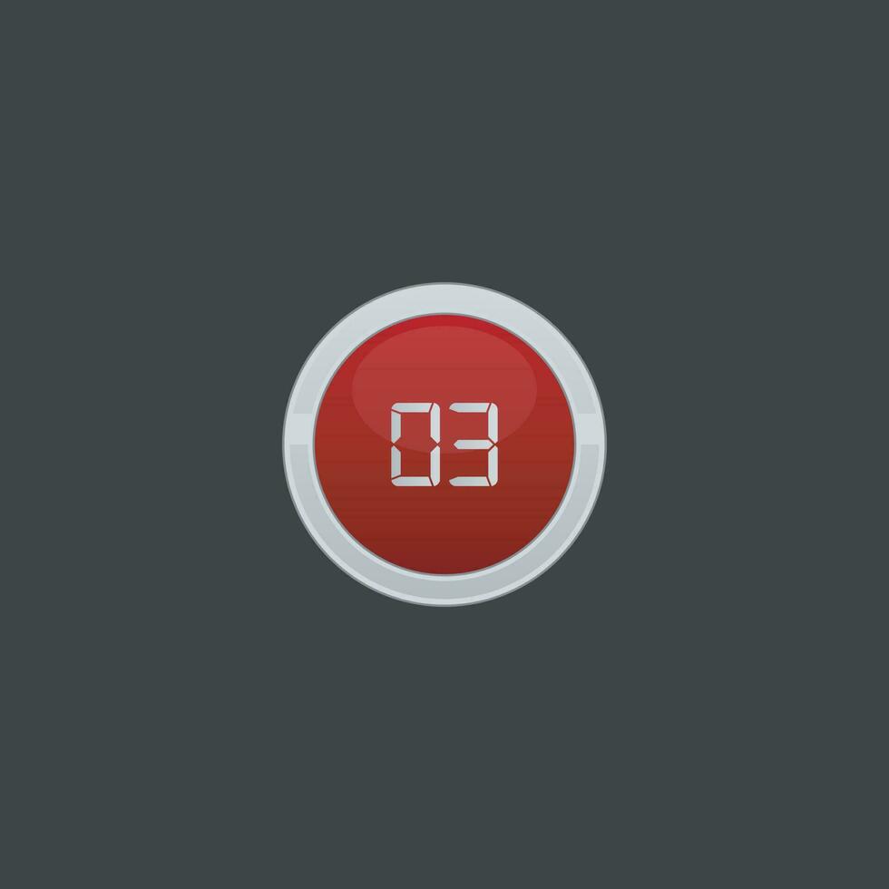 vector number three button icon collection.
