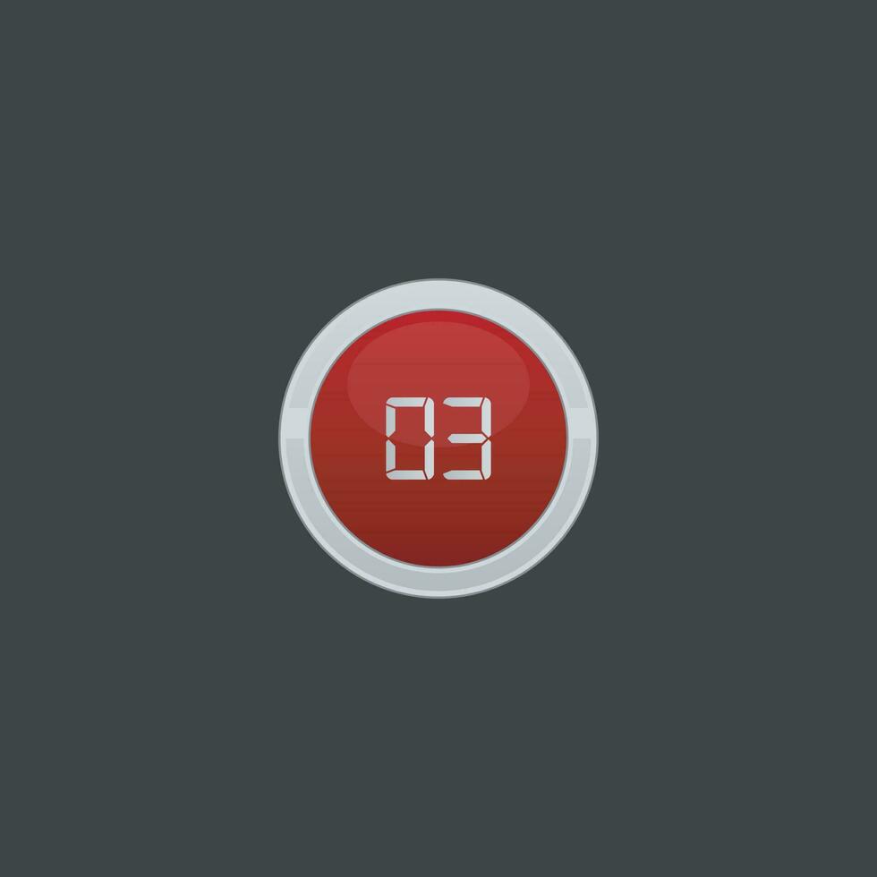 vector number three button icon collection.