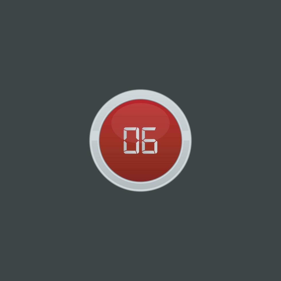 vector number six button icon collection.