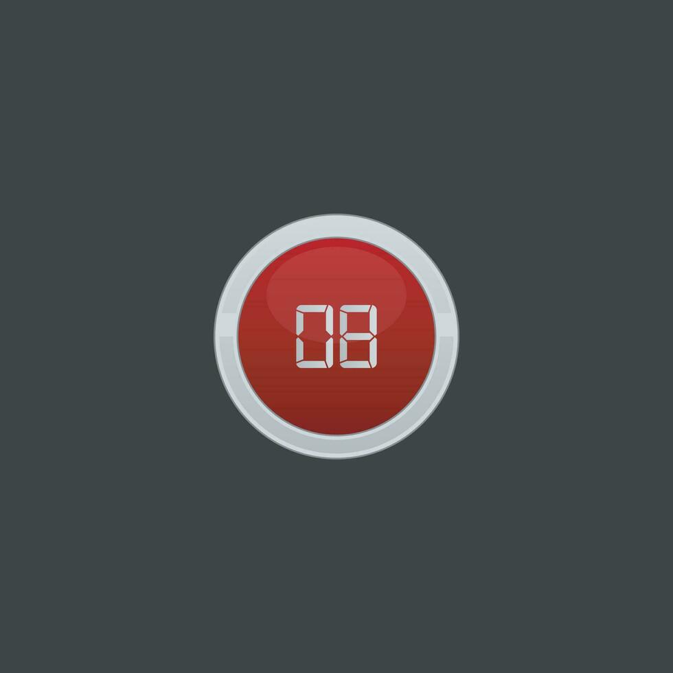 number eight button vector icon collection.