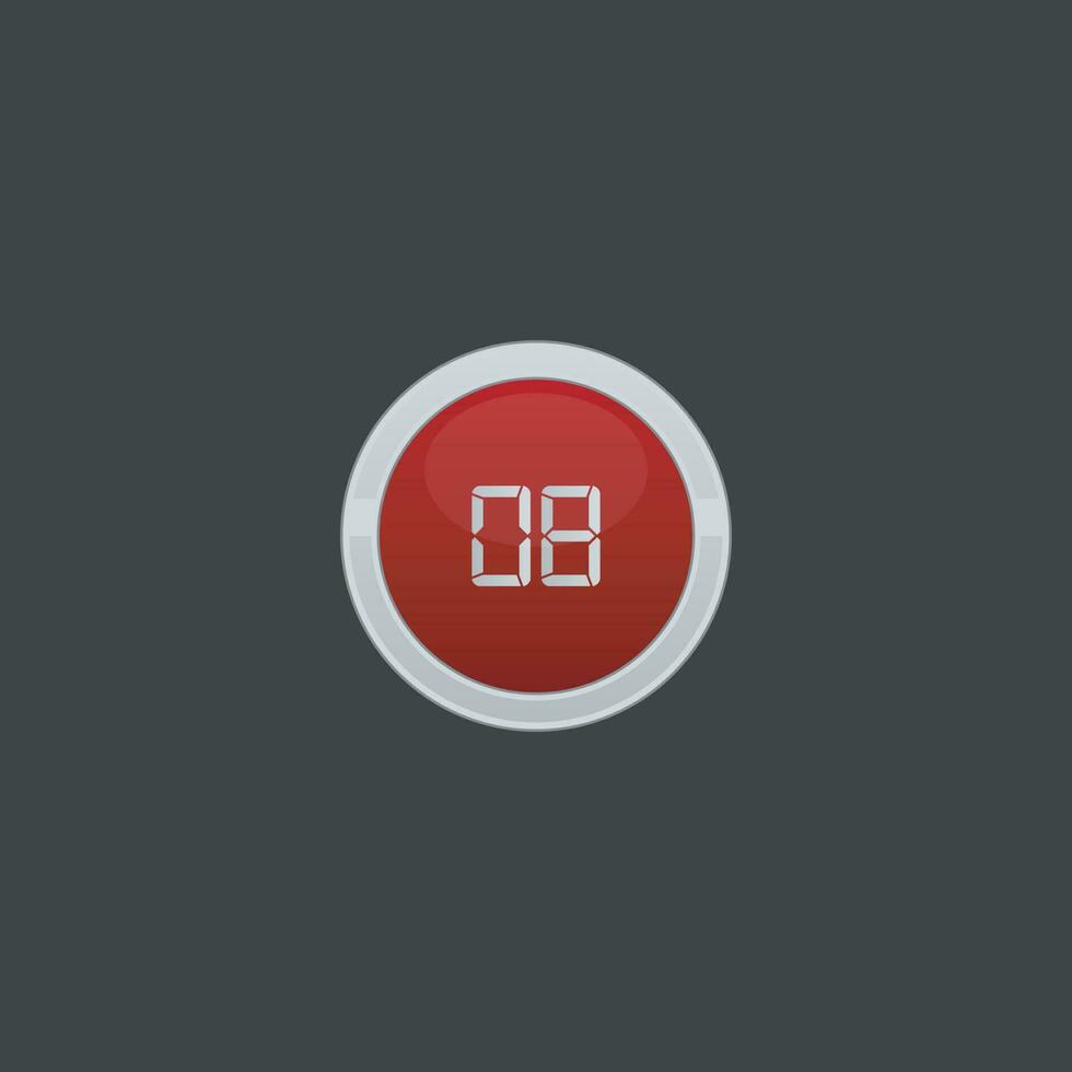 number eight button vector icon collection.