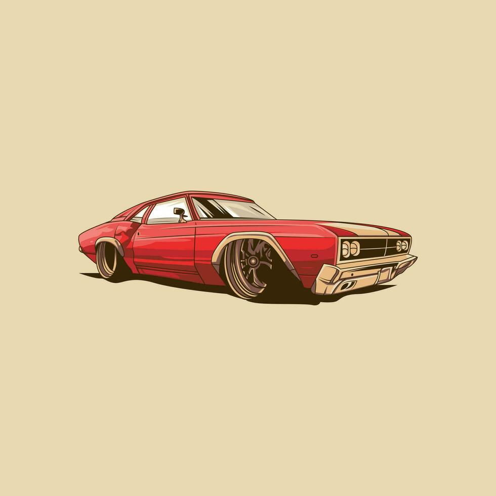 Illustration of a red car. Vector graphics for t-shirt prints and other uses.