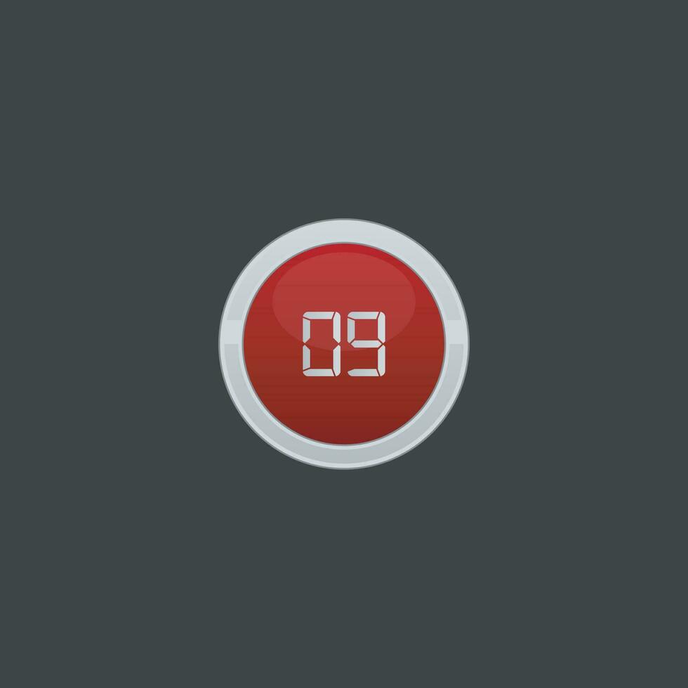 number nine vector button icon collection.