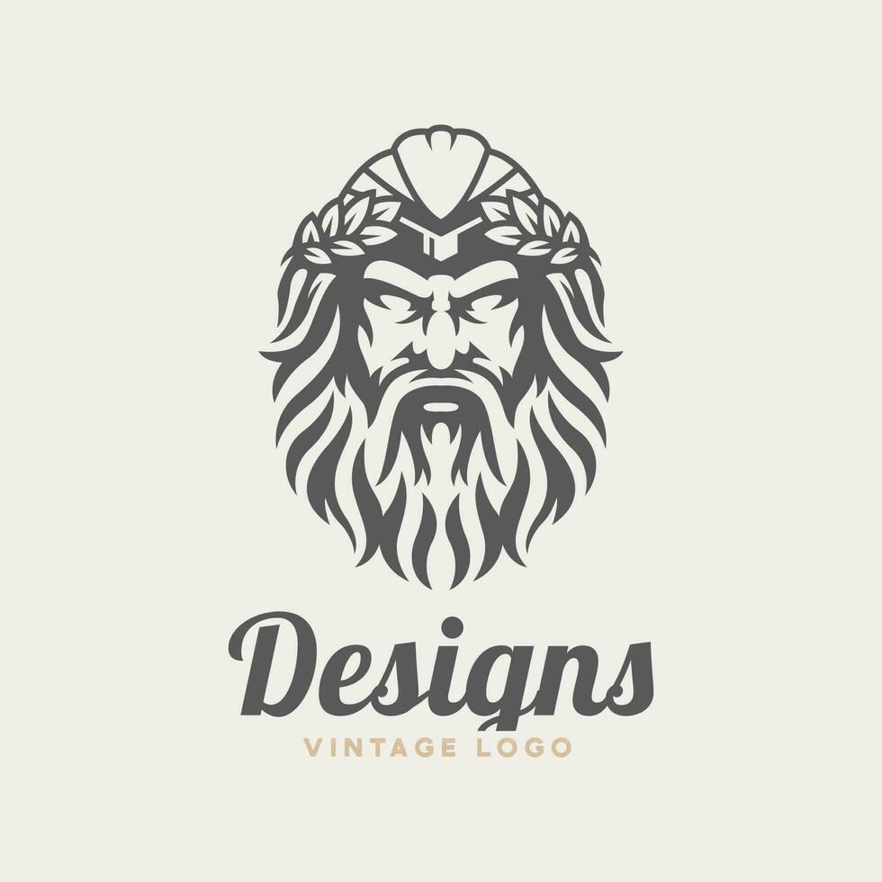 Zeus cabeza logo diseño, Zeus cabeza personaje logo vector. vector