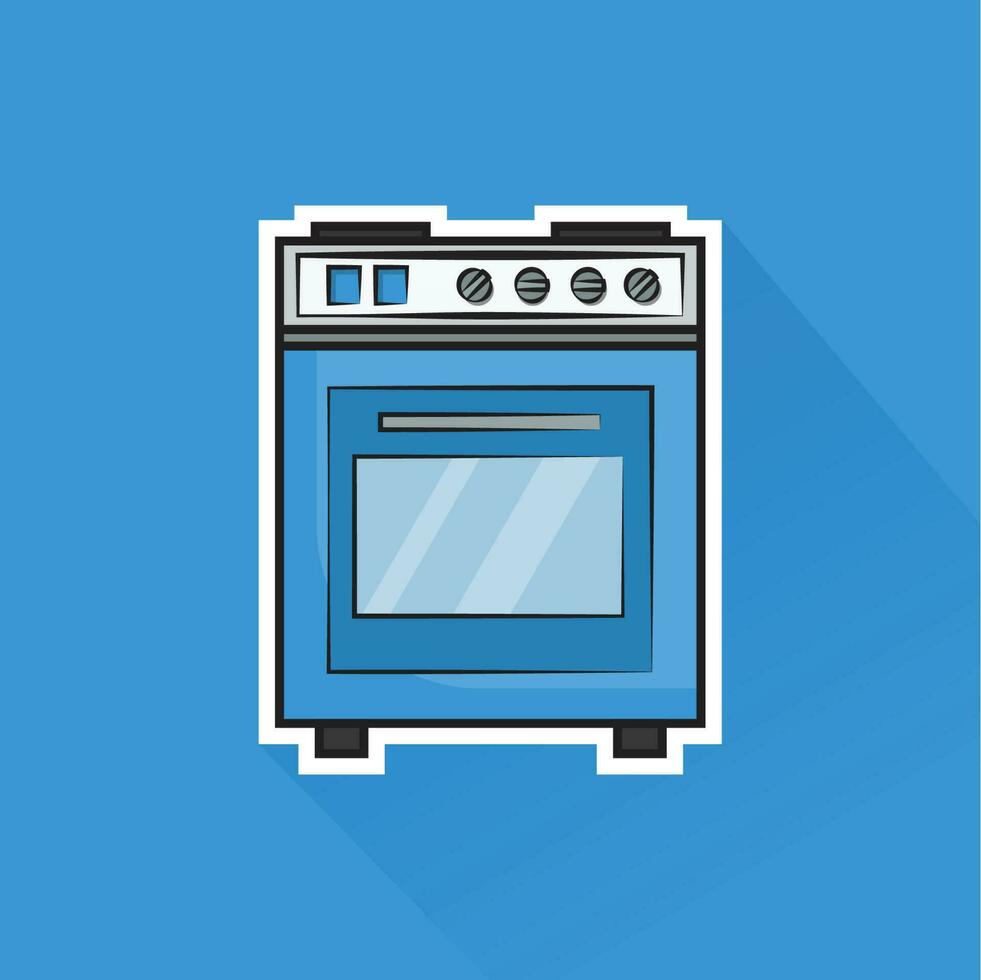 Illustration Vector of Blue Stove in Flat Design