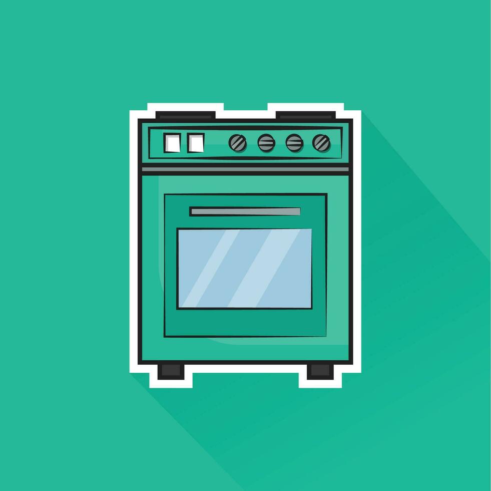 Illustration Vector of Green Stove in Flat Design