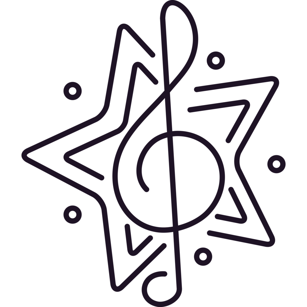music note in star line png
