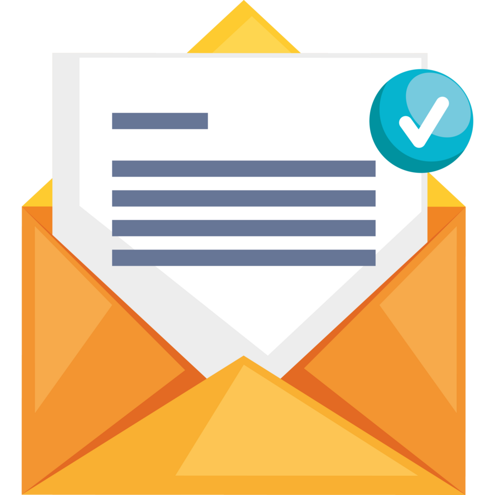 email d'enveloppe avec le symbole de chèque png