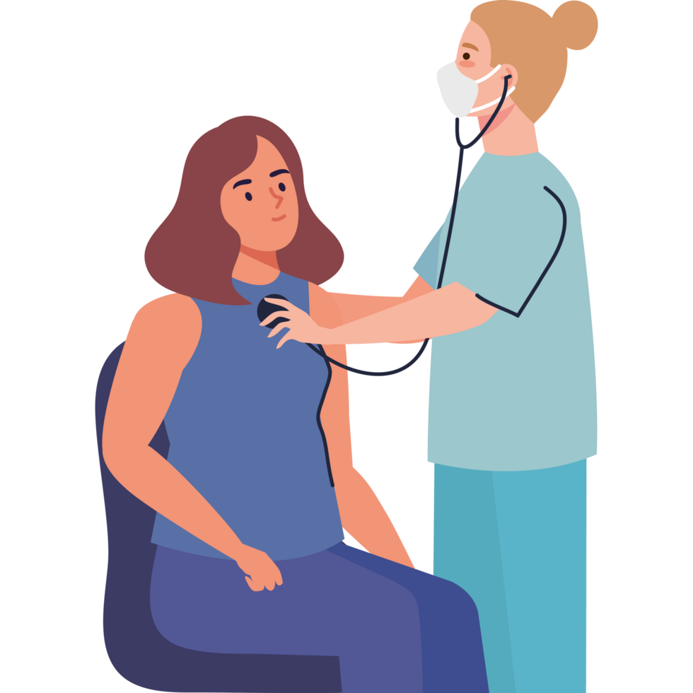 female doctor using stethoscope with patient png