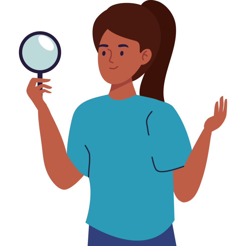 woman with magnifying glass png