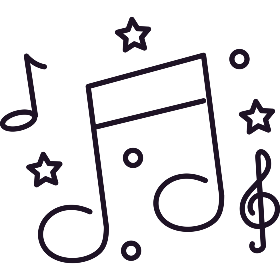 music notes and stars line png