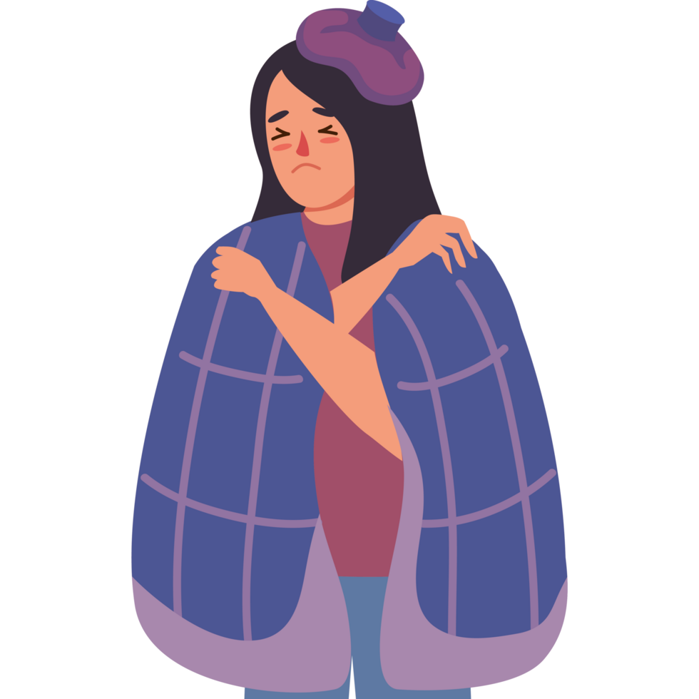 woman sick with water bag png