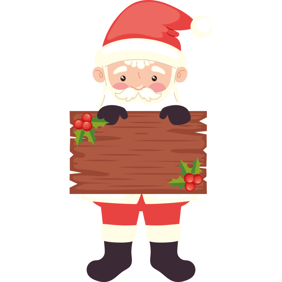 santa claus lifting wooden label png