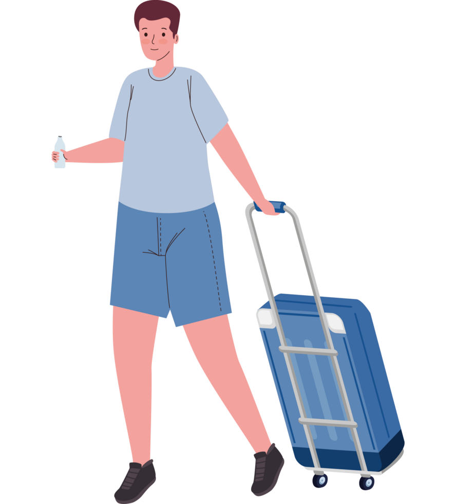 male tourist with suitcase png