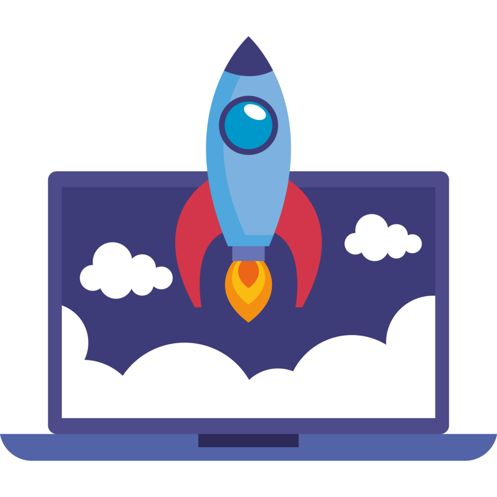 start up rocket in laptop png