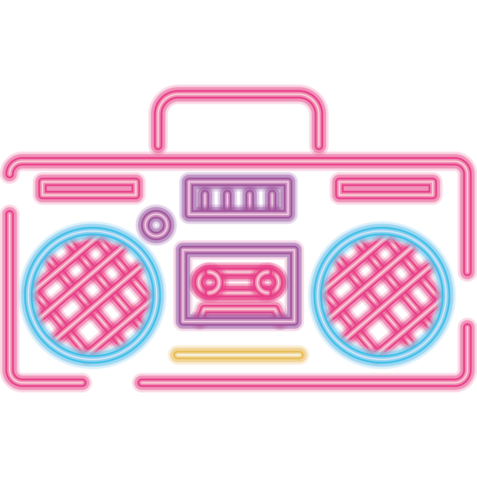 boombox música jugador neón png