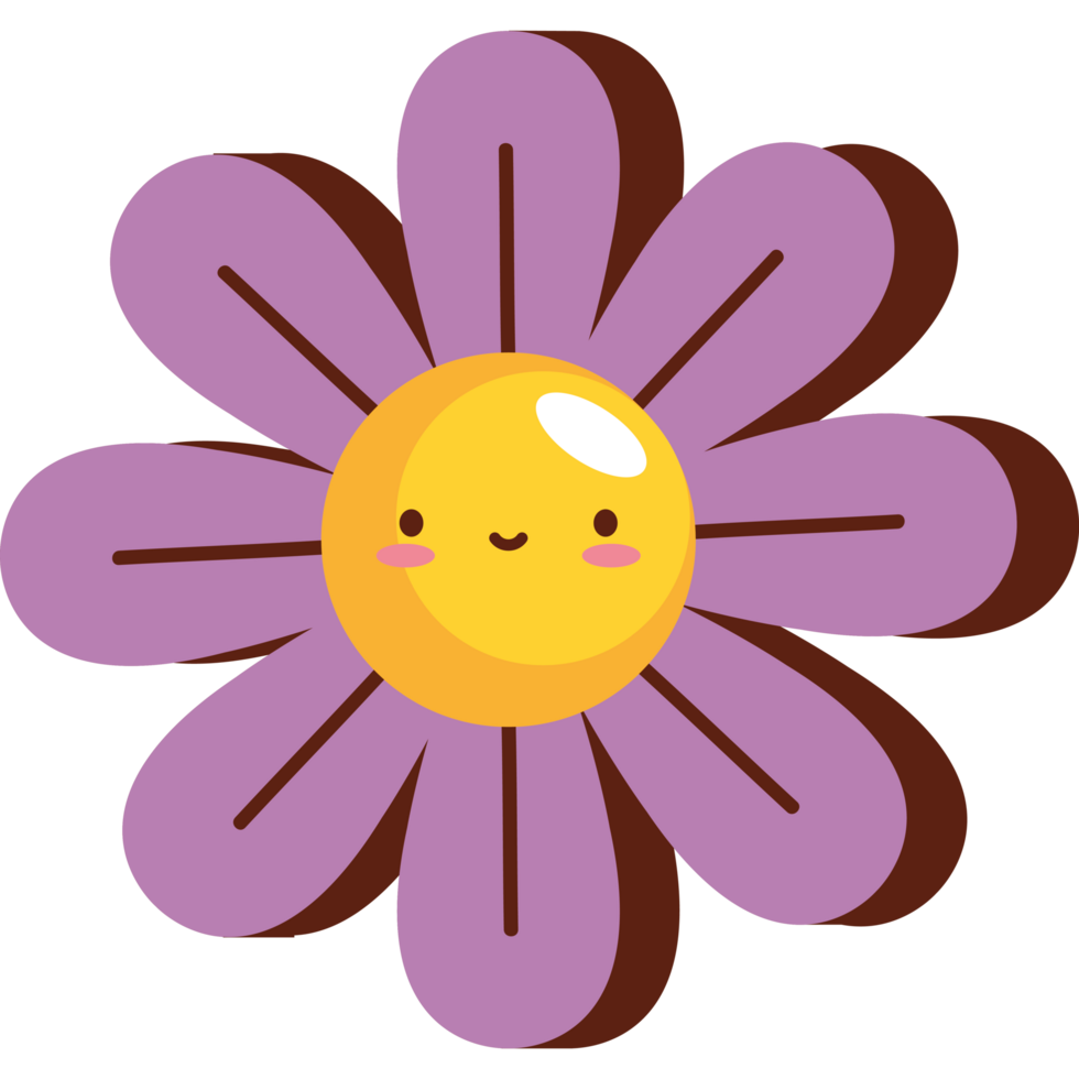 flower sticker retro style png