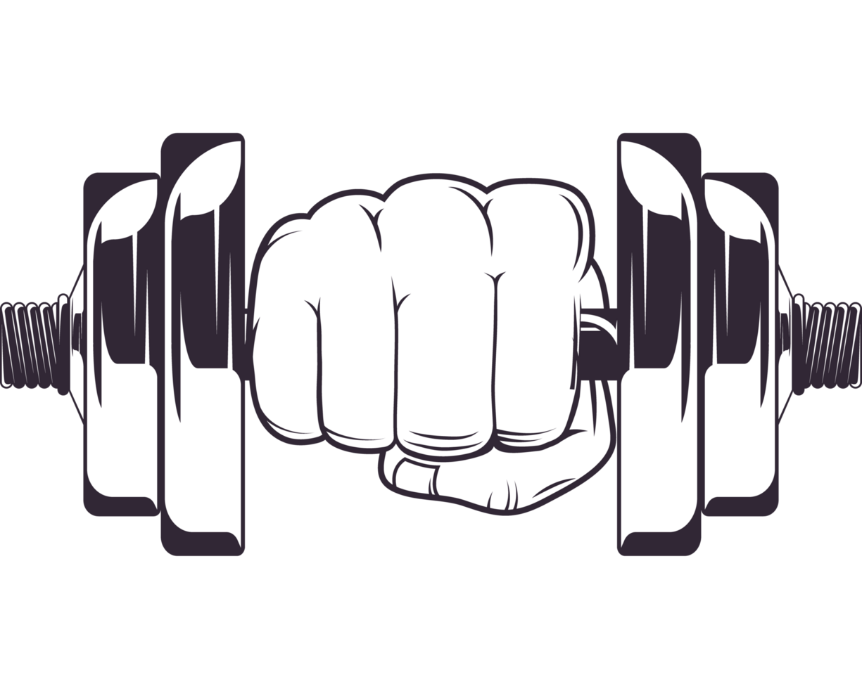 fist with dumbbell gym png