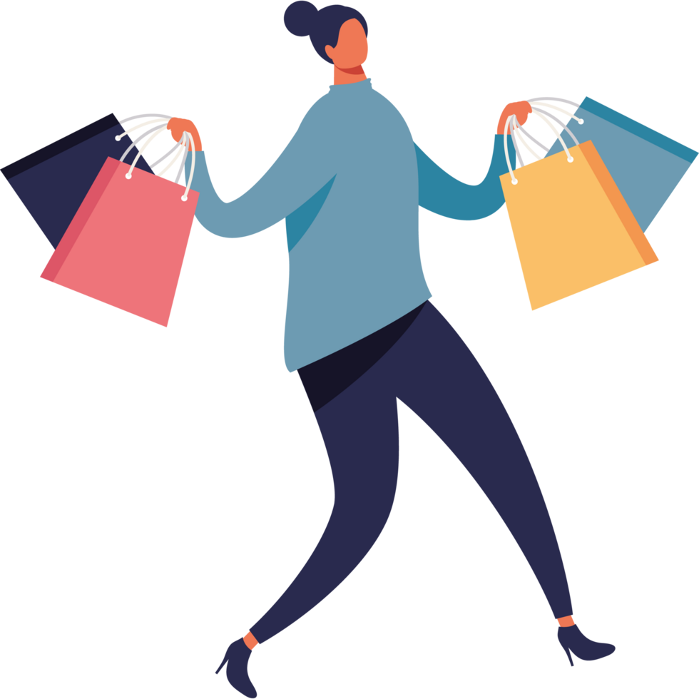 woman with shopping bags png