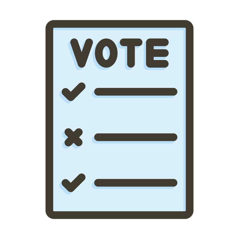 Ballot Vector Thick Line Filled Colors Icon Design