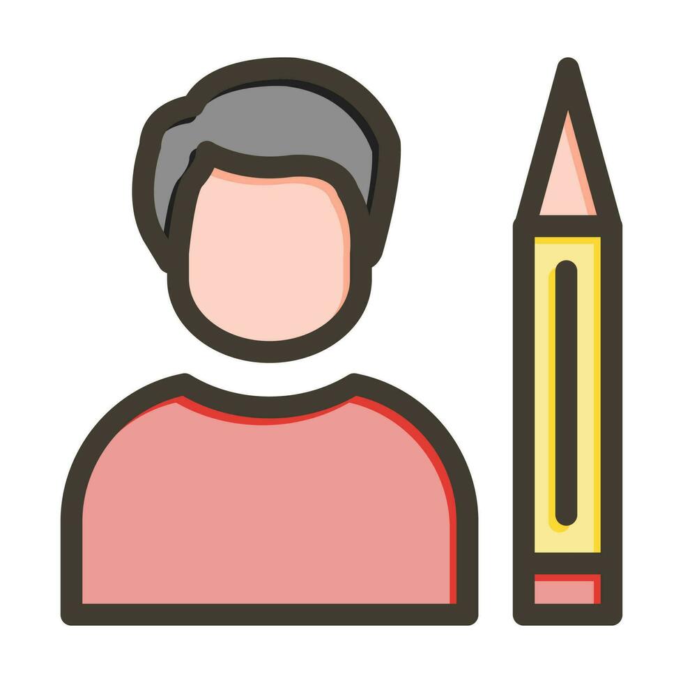 Writer Vector Thick Line Filled Colors Icon Design