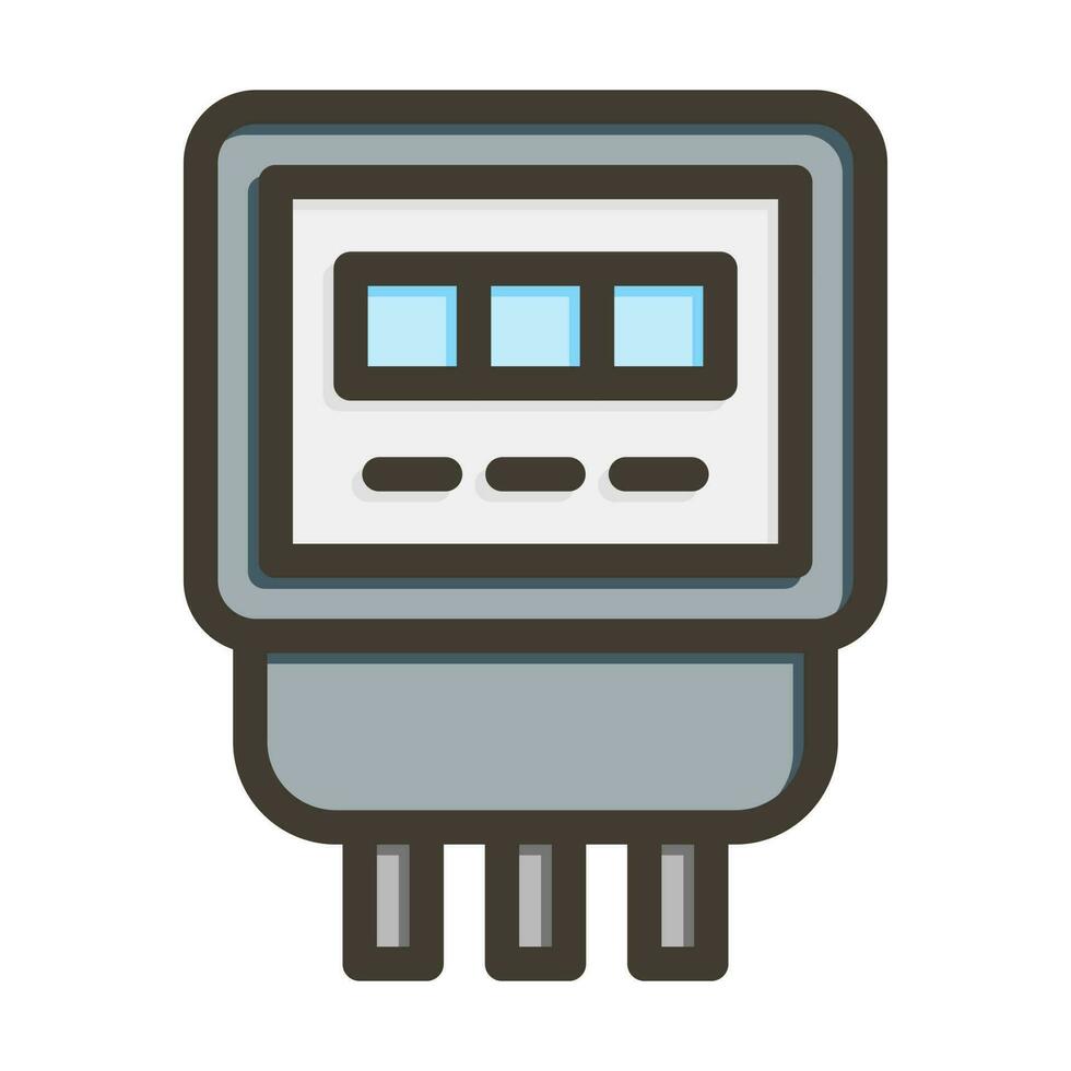 Electric Meter Vector Thick Line Filled Colors Icon Design