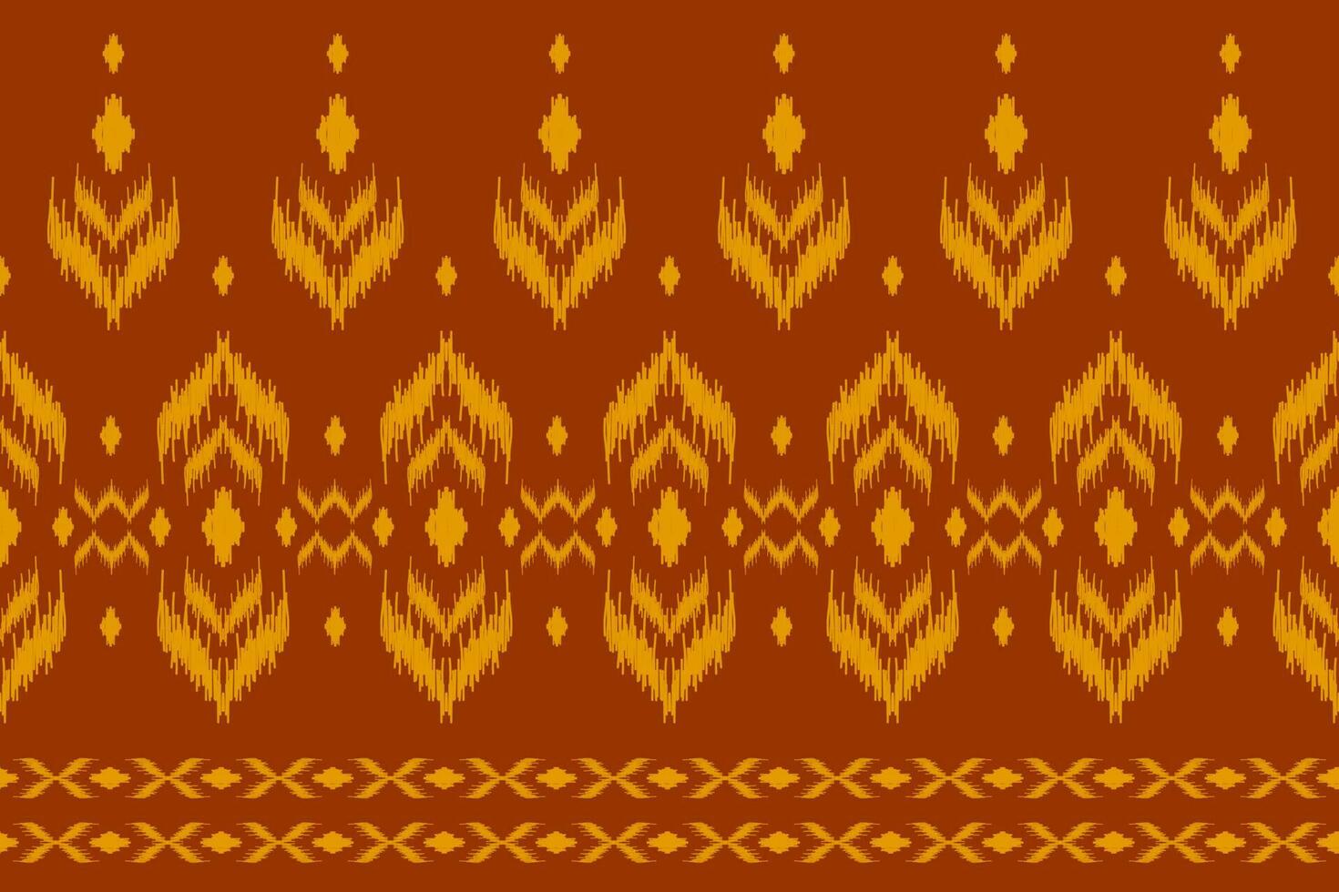 Ethnic ikat seamless pattern traditional. Orange carpet tribal pattern art. American, Mexican style. vector