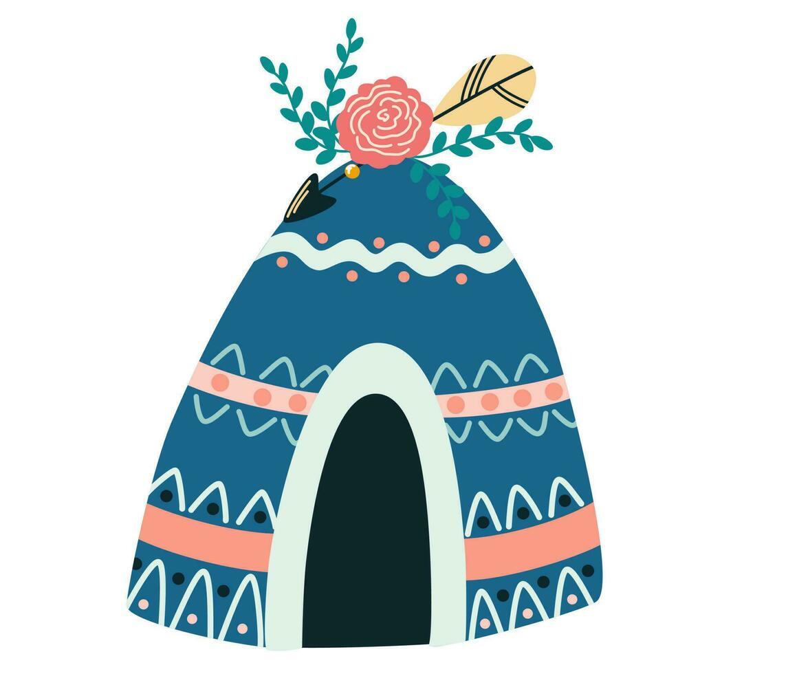 Native teepee tent. American Native wigwam Tent for Kids in boho