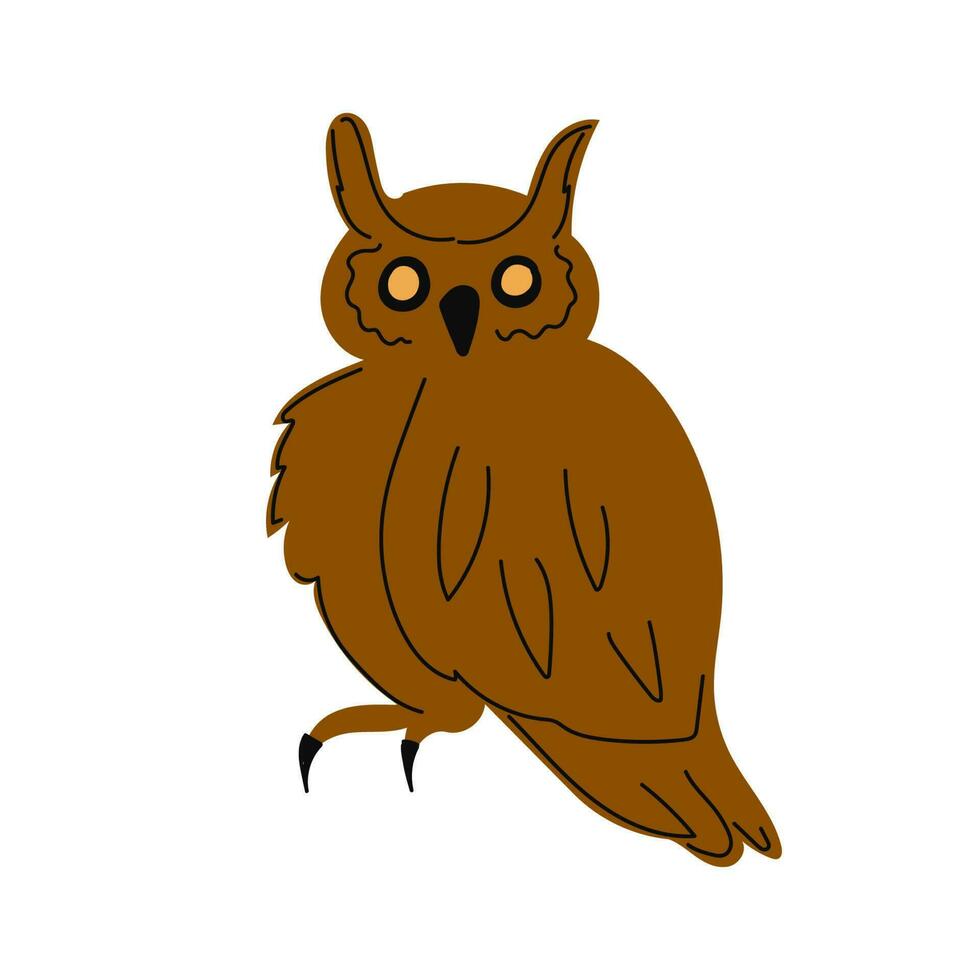 Owl isolated on a white background. Decorative element for Halloween. Vector illustration.
