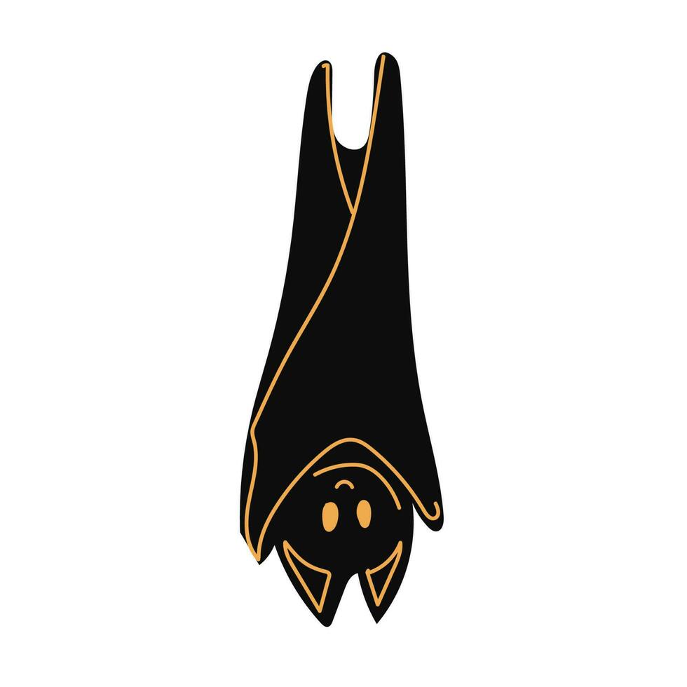 A black bat on a white background. Vector illustration. halloween and mystic forest series.