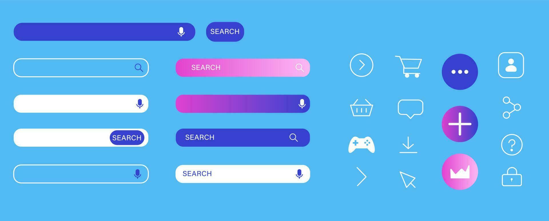 colorful search bar elements collection vector