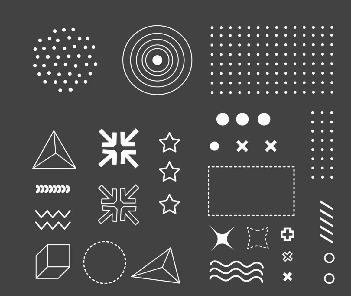 set of retro geometric shapes vector