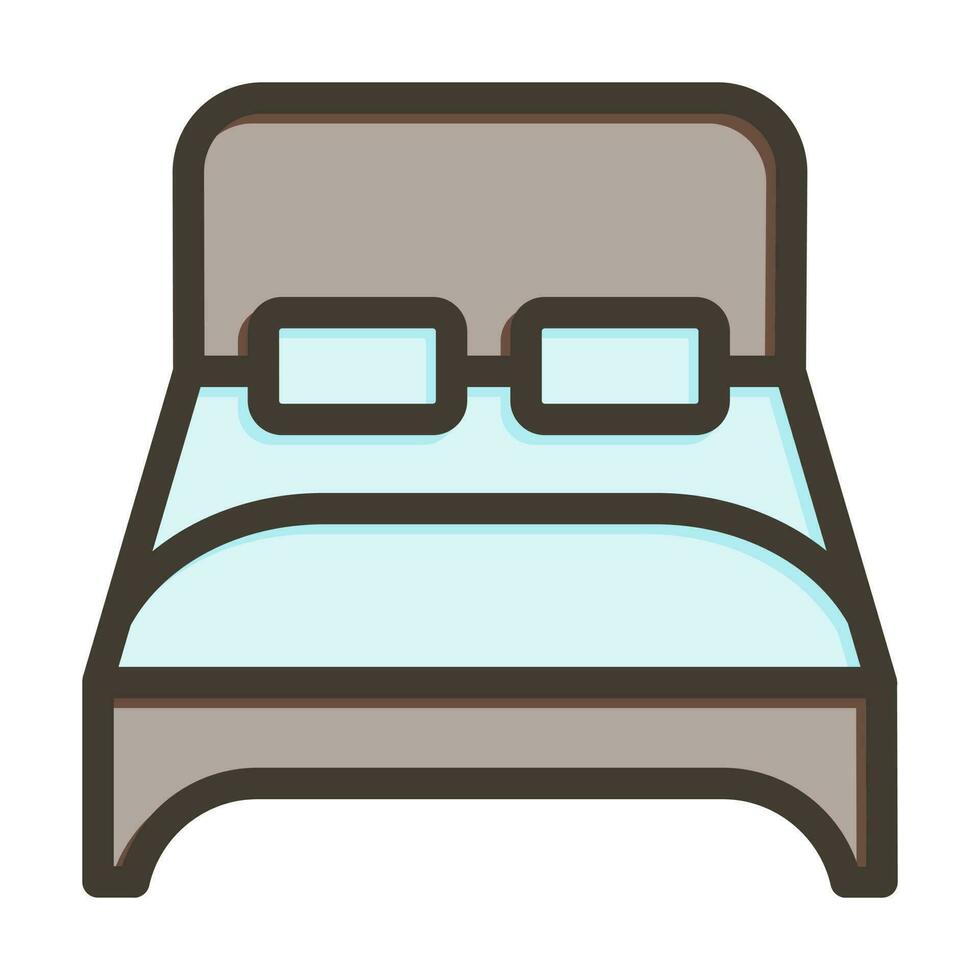 doble cama vector grueso línea lleno colores icono diseño