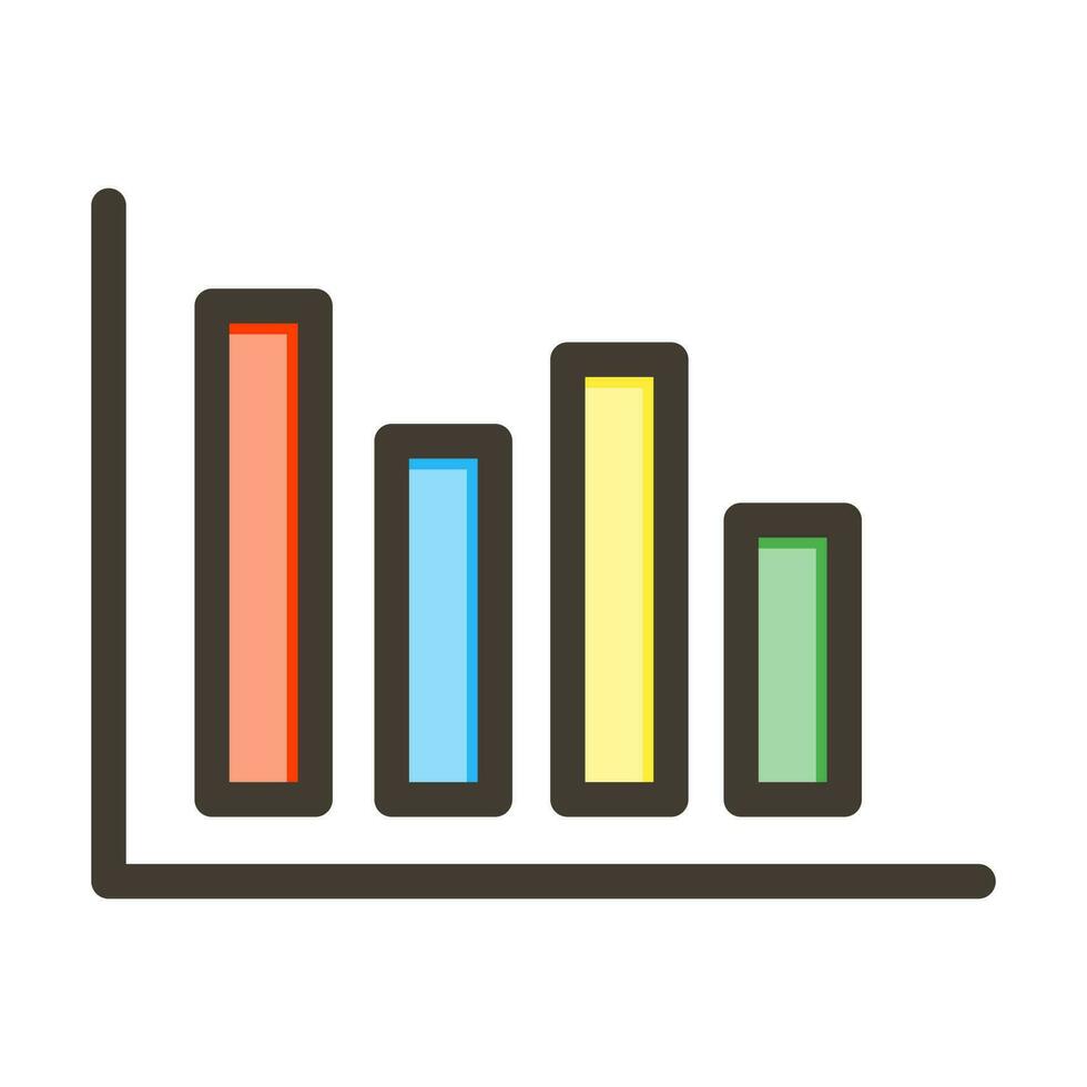 Bar Chart Vector Thick Line Filled Colors Icon Design