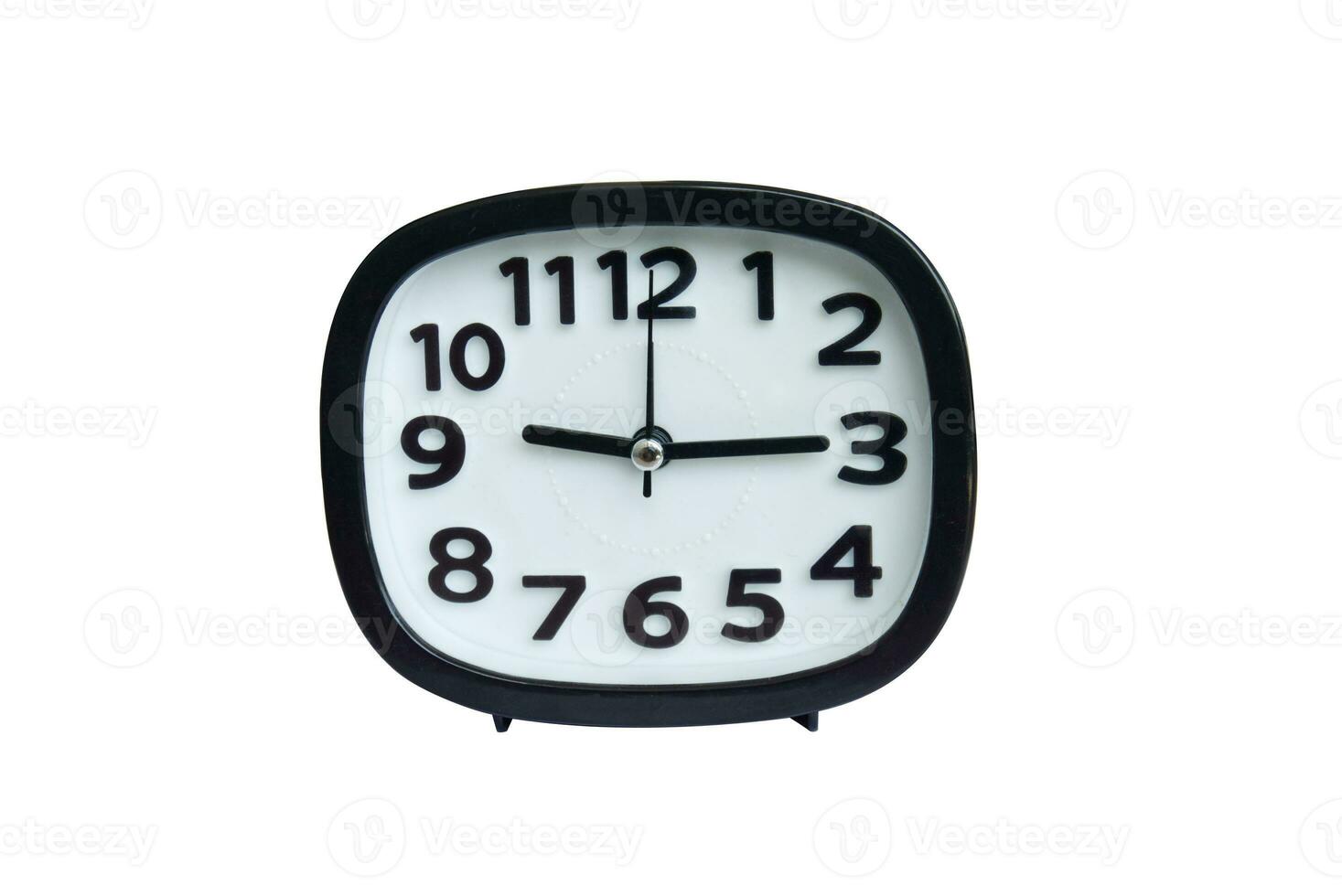 black and white clock isolated whtie background. photo