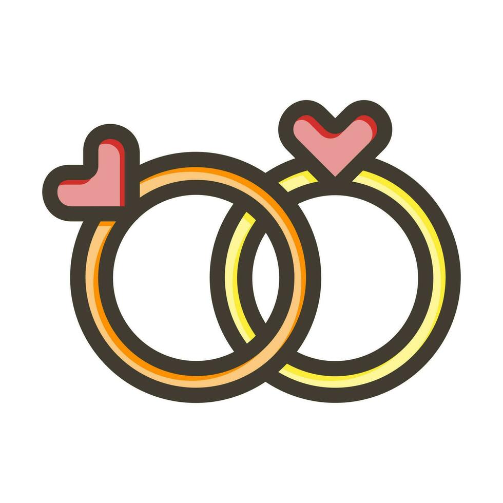 Wedding Ring Vector Thick Line Filled Colors Icon Design
