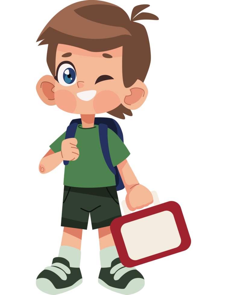 weinig schooljongen met lunchbox png