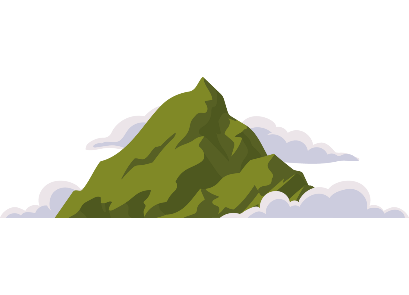 montagne verte avec des nuages png