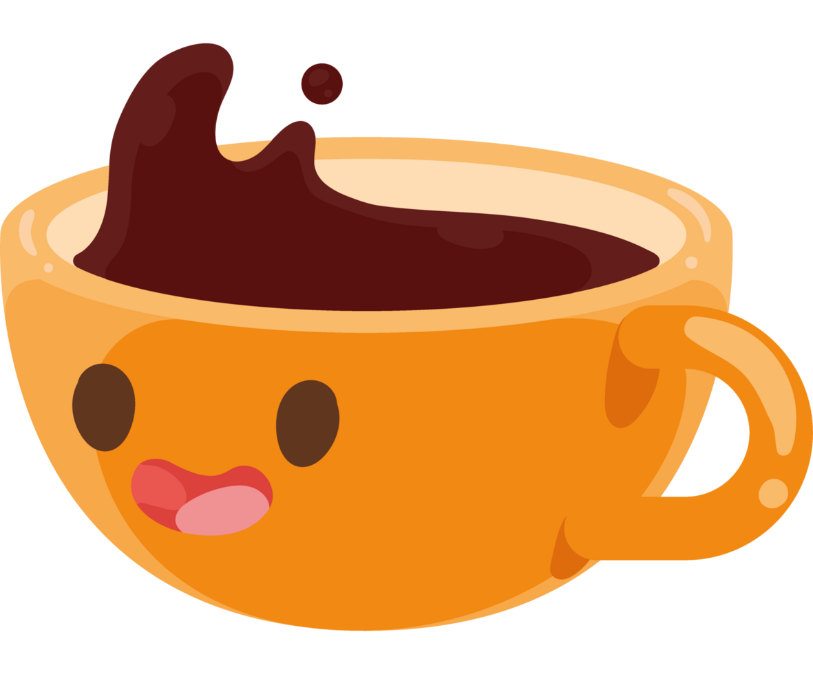 kawaii coffee orange cup png