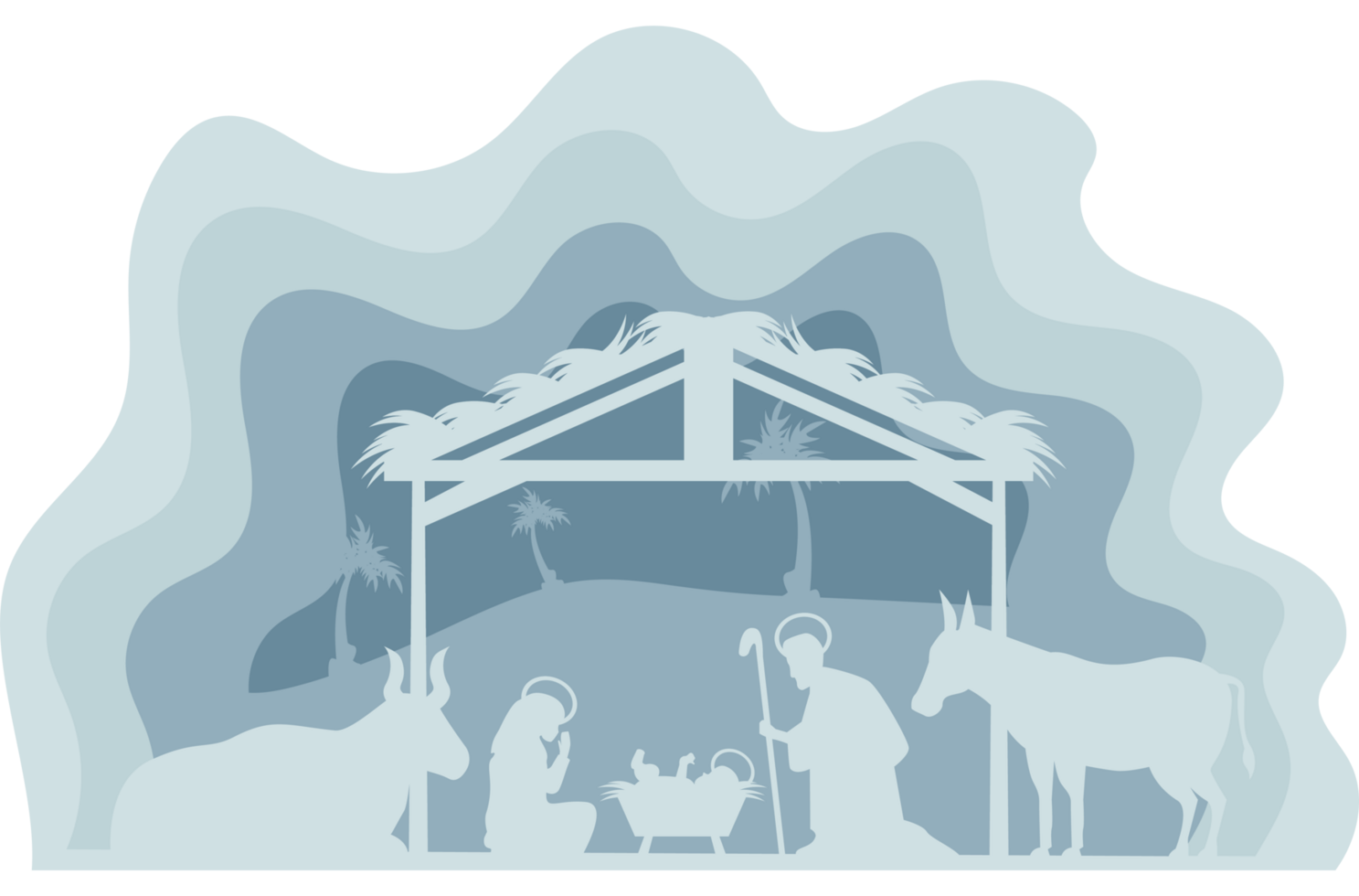 manger nativity characters silhouettes png