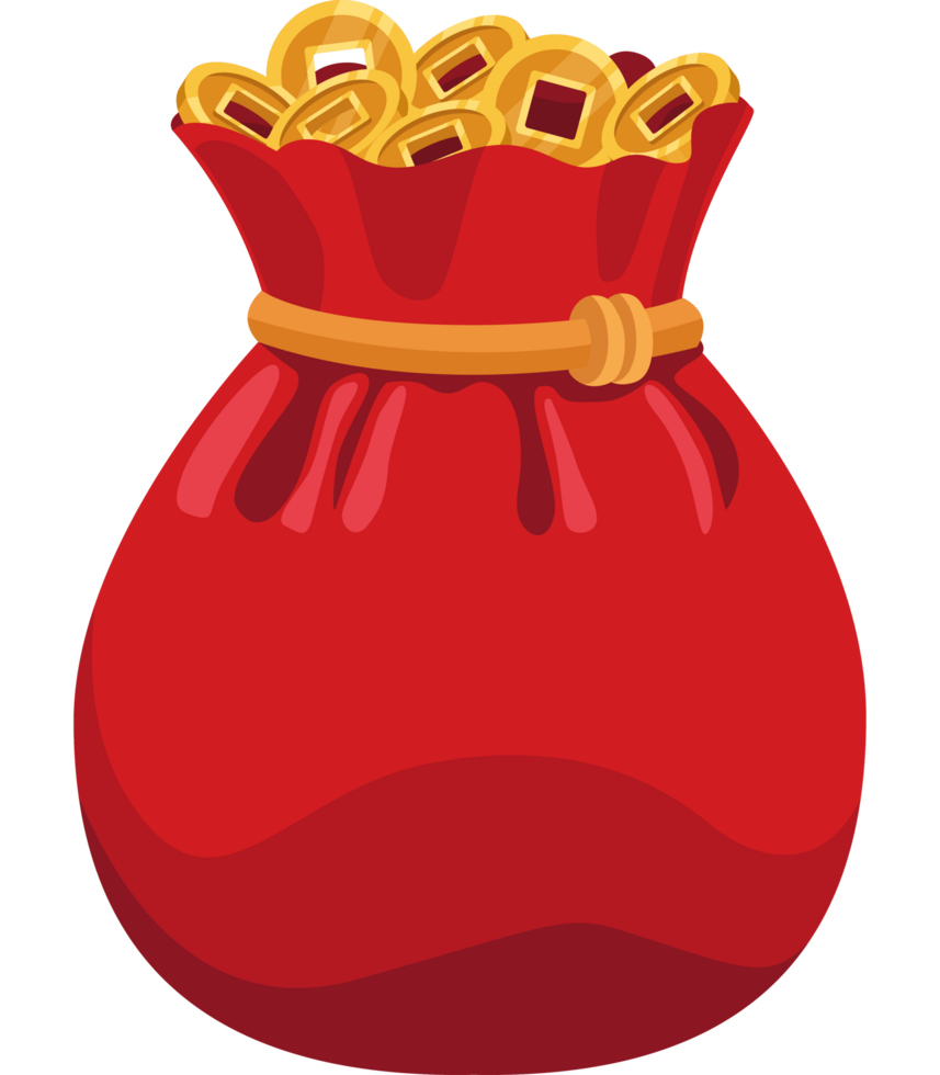 chinese coins in bag png