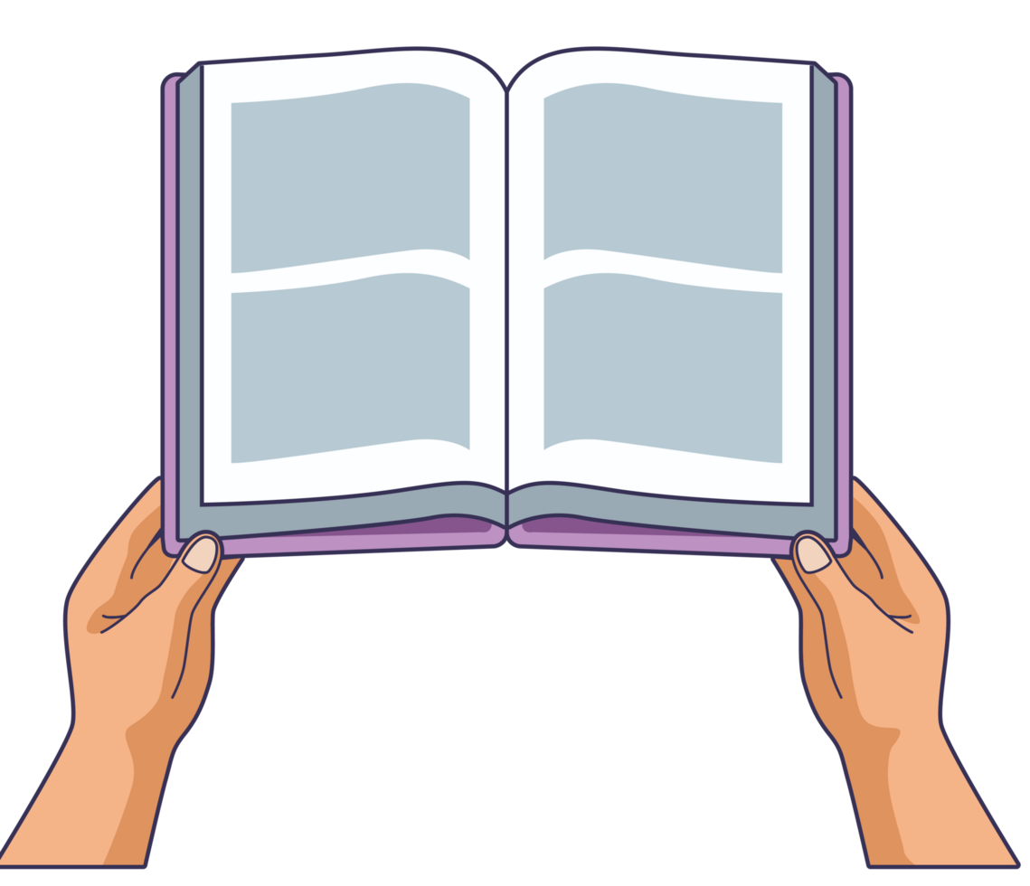 hands with book library png