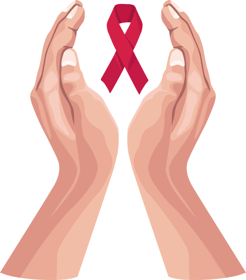 hands protecting AIDS ribbon campaign png