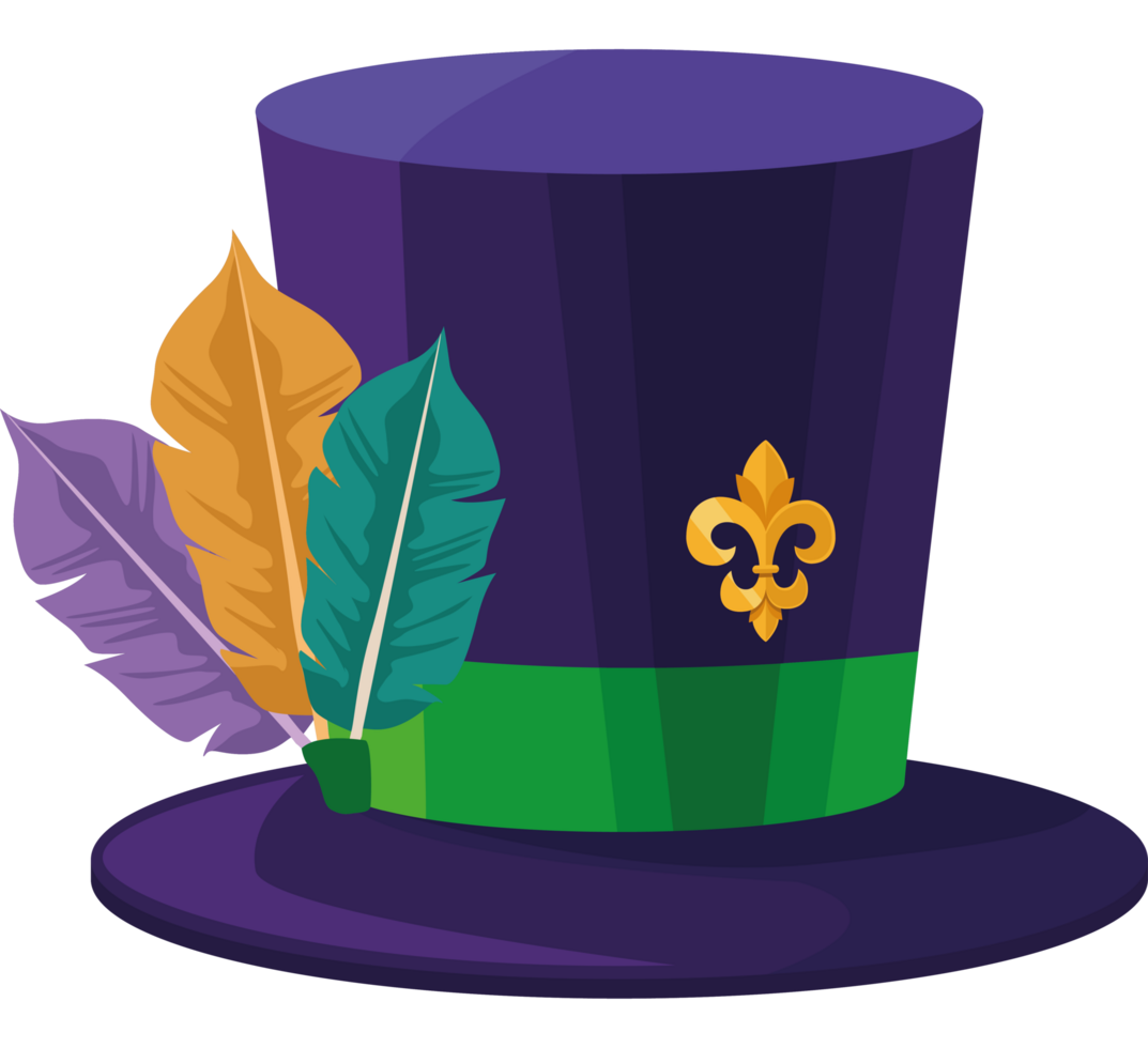 purple tophat with feathers png