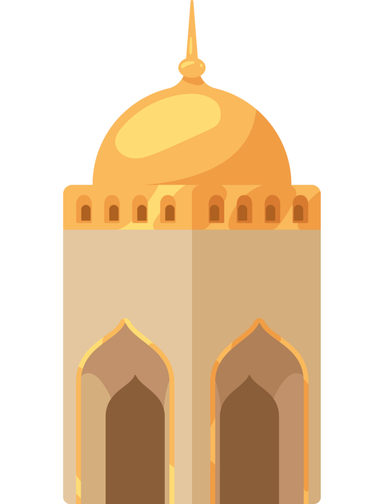 torre dorada de la mezquita musulmana png
