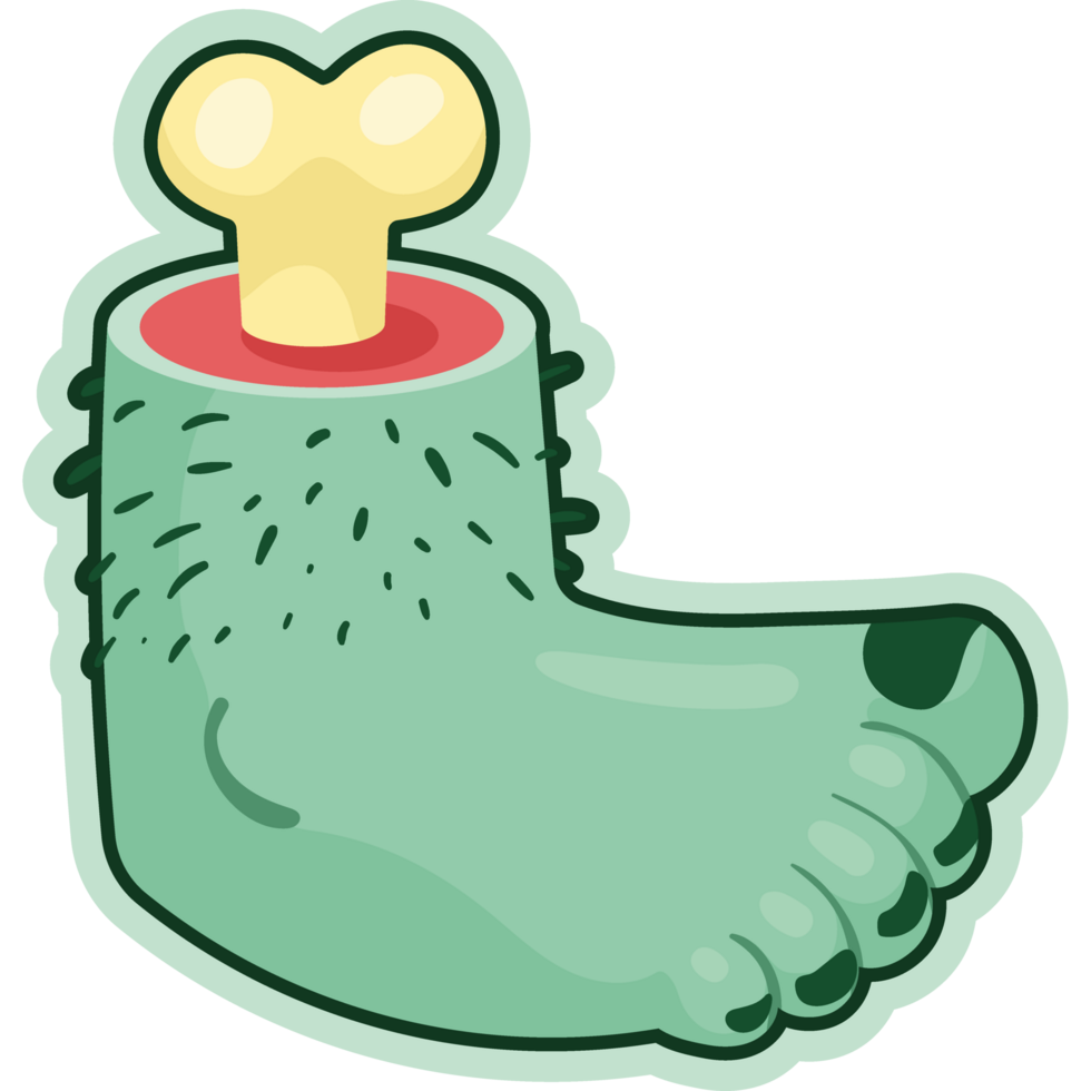 zombie foot sticker retro png