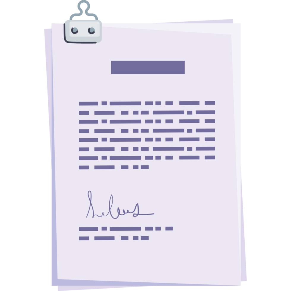 signed contract with clip png