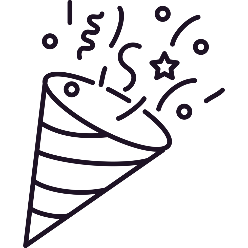 party cornet with confetti line png