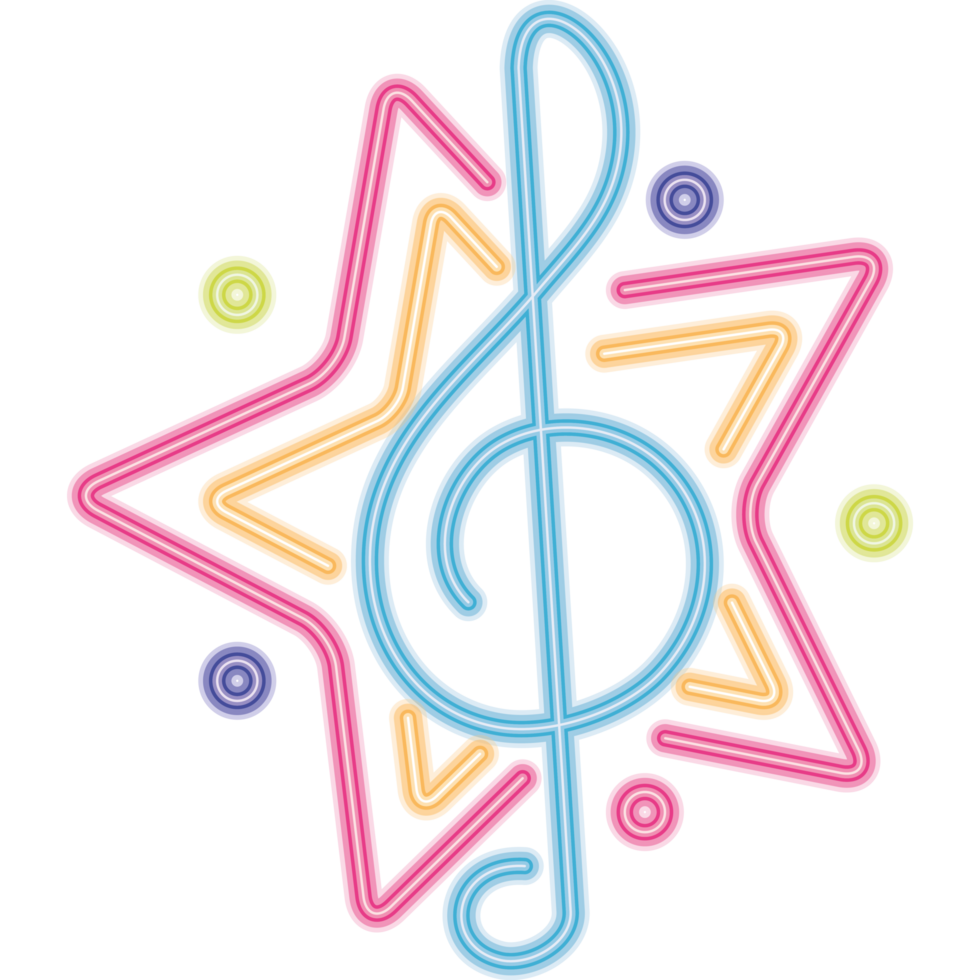 music note in star neon png